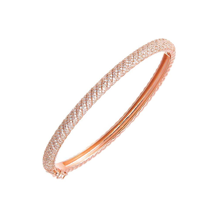 Rose Gold Pave Twisted Rope Bangle Bracelet - Adina Eden's Jewels