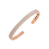 Rose Gold Solid/Pave Triple Row Open Bangle Bracelet - Adina Eden's Jewels