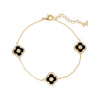 Onyx Multi Pave Outlined Colored Stone Clover Bracelet - Adina Eden's Jewels