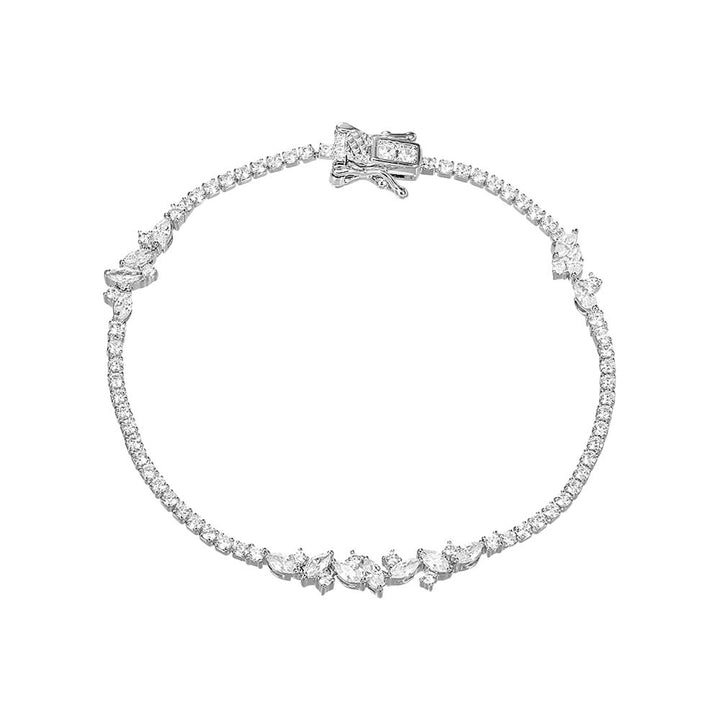 Silver CZ Multi Shape Accented Tennis Bracelet - Adina Eden's Jewels