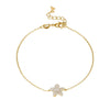 Gold Pave Five Leaf Flower Pendant Bracelet - Adina Eden's Jewels