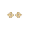  Pave CZ Ridged Four Leaf Clover Stud Earring - Adina Eden's Jewels