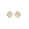 Mother of Pearl Pave Outlined Colored Stone Clover Stud Earring - Adina Eden's Jewels