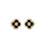 Onyx Pave Outlined Colored Stone Clover Stud Earring - Adina Eden's Jewels