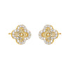 Gold Pave Outlined Ridged Clover Stud Earring - Adina Eden's Jewels