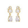  Double CZ Bezel X Teardrop Shaker Stud Earring - Adina Eden's Jewels