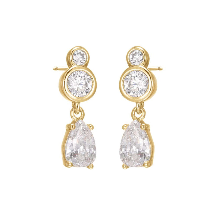  Double CZ Bezel X Teardrop Shaker Stud Earring - Adina Eden's Jewels