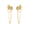 Gold CZ Teardrop Bezel Drop Chain Stud Earring - Adina Eden's Jewels