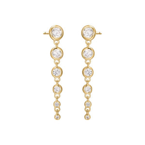  CZ Bezel Graduated Drop Stud Earring - Adina Eden's Jewels