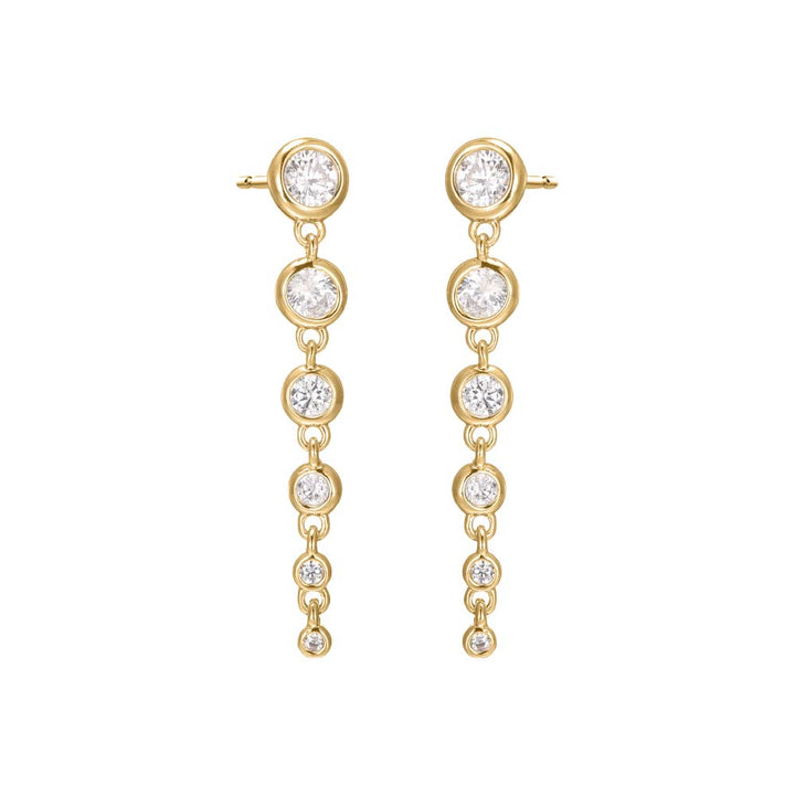  CZ Bezel Graduated Drop Stud Earring - Adina Eden's Jewels