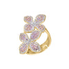 Pink / 7 Pave Colored Double Flower Ring - Adina Eden's Jewels