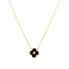 Onyx CZ Bezel Colored Stone Clover Pendant Necklace - Adina Eden's Jewels