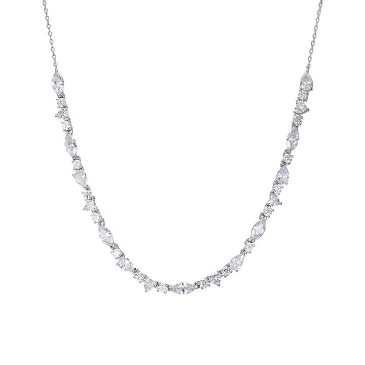 Silver CZ Multi Shape Half Tennis Necklace - Adina Eden's Jewels