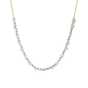 Gold CZ Multi Shape Half Tennis Necklace - Adina Eden's Jewels