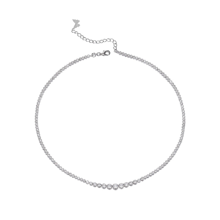 Silver CZ Bezel Graduated Tennis Necklace - Adina Eden's Jewels