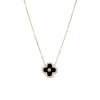 Onyx Pave Outlined Colored Stone Clover Necklace - Adina Eden's Jewels