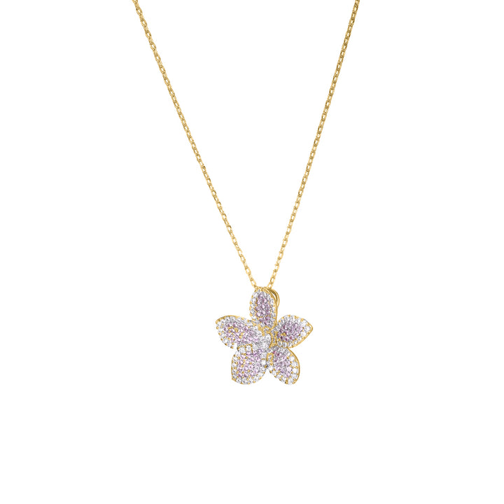  Pave Colored Flower Fancy Pendant Necklace - Adina Eden's Jewels