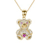 Pink Pave Colored Teddy Bear Pendant Necklace - Adina Eden's Jewels