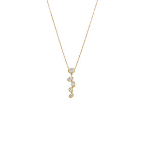 14K Gold Lab Grown Diamond Scattered Oval Bezel Drop Pendant Necklace 14K - Adina Eden's Jewels