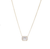 Gold Pave Outlined Baguette Solitaire Pendant Necklace - Adina Eden's Jewels