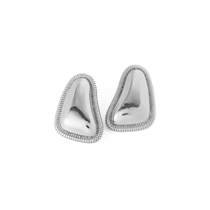 Silver Fluted Rim Statement Stud Earring - Adina Eden's Jewels