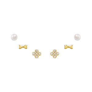 Gold Clovers & Things Stud Earring Combo Set - Adina Eden's Jewels