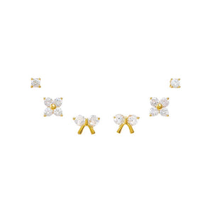 Gold Fun CZ Stud Earring Combo Set - Adina Eden's Jewels