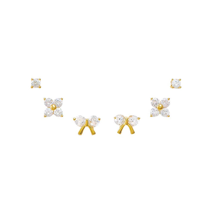 Gold Fun CZ Stud Earring Combo Set - Adina Eden's Jewels