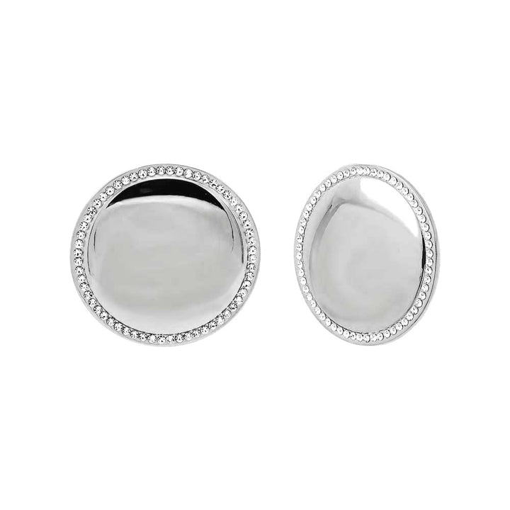 Silver Pave Outlined Round Statement Stud Earring - Adina Eden's Jewels