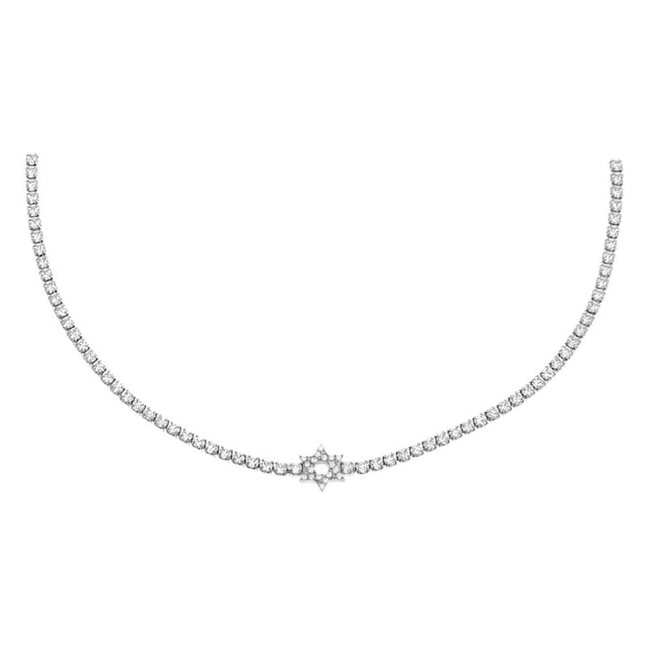 Silver Pave CZ Star Of David Tennis Choker - Adina Eden's Jewels