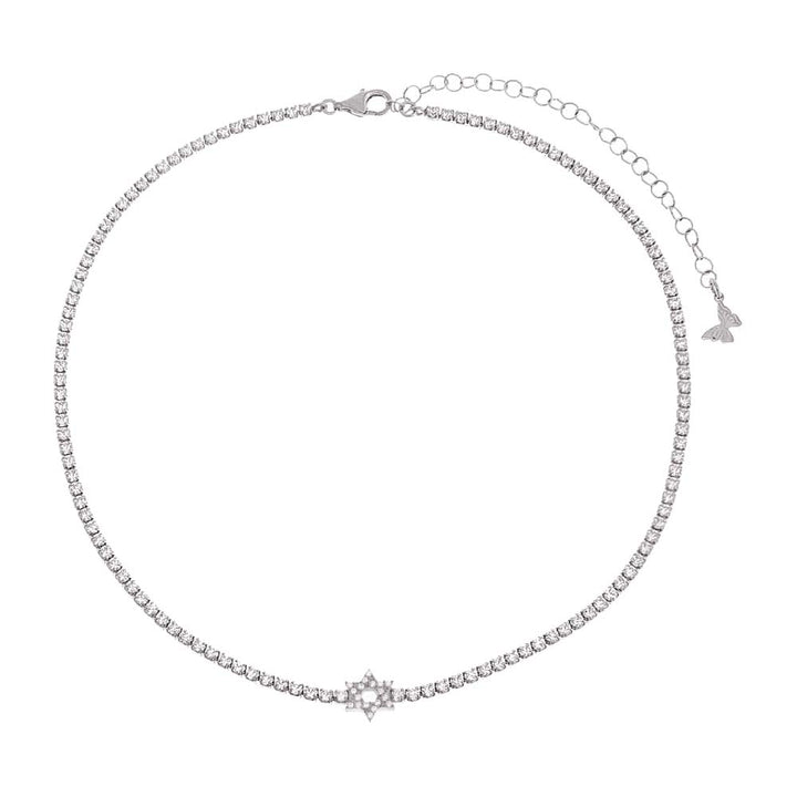  Pave CZ Star Of David Tennis Choker - Adina Eden's Jewels