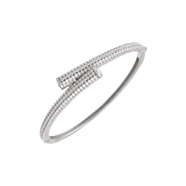 Silver Pave Overlap Claw Bangle Bracelet - Adina Eden's Jewels