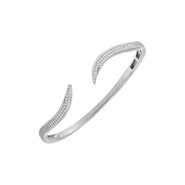 Silver Pave Wave Claw Bangle Bracelet - Adina Eden's Jewels