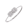 Silver lllusion CZ X Baguette Double Charm Bangle Bracelet - Adina Eden's Jewels