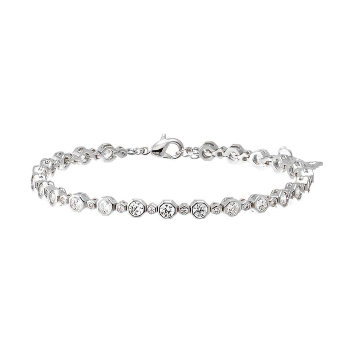 Silver CZ Bezel Multi Graduated Tennis Bracelet - Adina Eden's Jewels