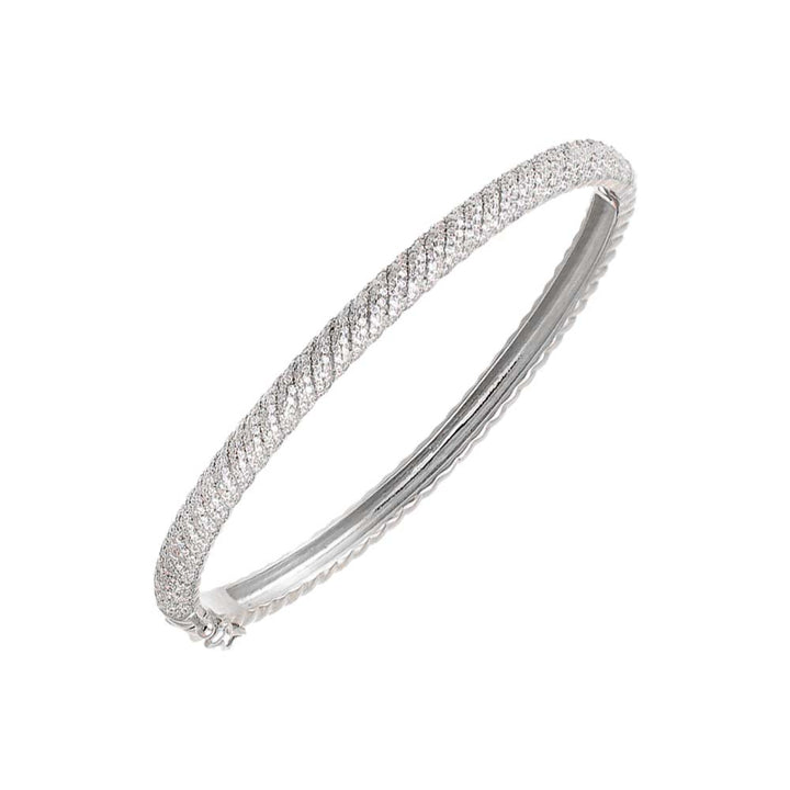 Silver Pave Twisted Rope Bangle Bracelet - Adina Eden's Jewels