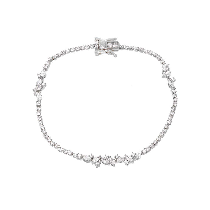 Silver CZ Multi Shape Accented Tennis Bracelet - Adina Eden's Jewels