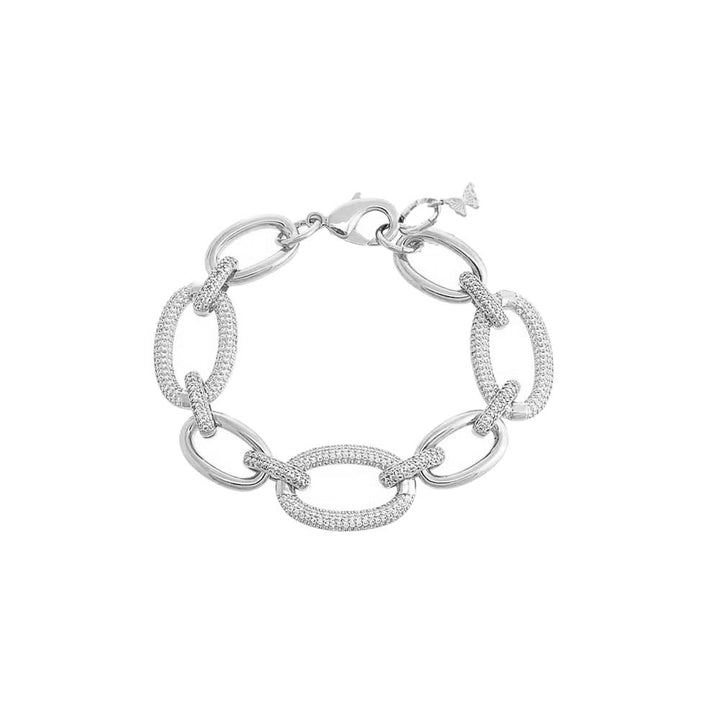 Silver Solid/Pavé Chunky Link Bracelet - Adina Eden's Jewels