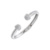 Silver Pave Double Ball Open Claw Ridged Bangle Bracelet - Adina Eden's Jewels