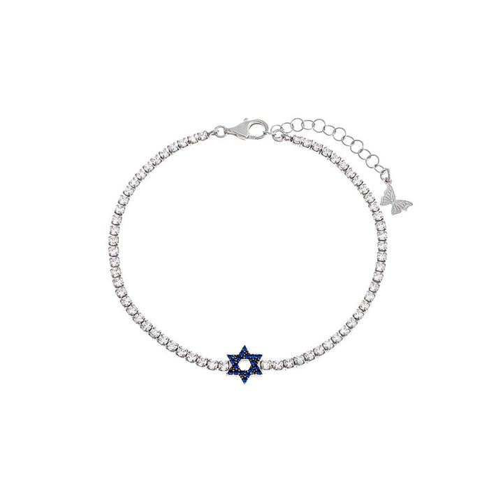 Silver Sapphire Blue Star Of David Tennis Bracelet - Adina Eden's Jewels