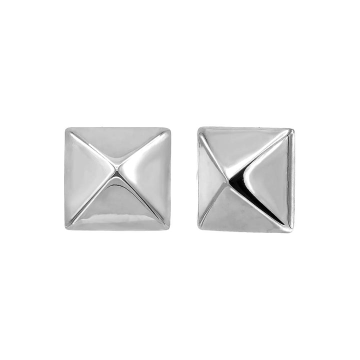 Silver Solid Square Spike Stud Earring - Adina Eden's Jewels