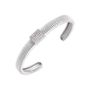 Silver Pave Accented Ridged Open Bangle Bracelet - Adina Eden's Jewels