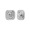 Silver Solid Swirled Square Stud Earring - Adina Eden's Jewels