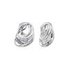 Silver Solid Fluid Ridged Puffy Stud Earring - Adina Eden's Jewels