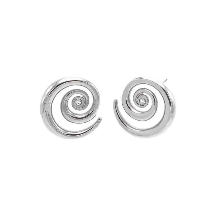 Silver CZ Swirl Stud Earring - Adina Eden's Jewels