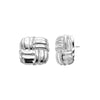 Silver Puffy Square Ridged Stud Earring - Adina Eden's Jewels