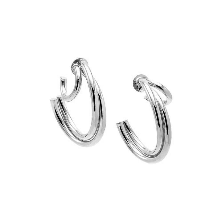 Silver Triple Hollow Hoop Earring - Adina Eden's Jewels