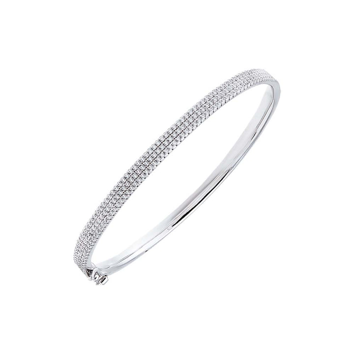 Silver Triple Row Pave Bangle Bracelet - Adina Eden's Jewels