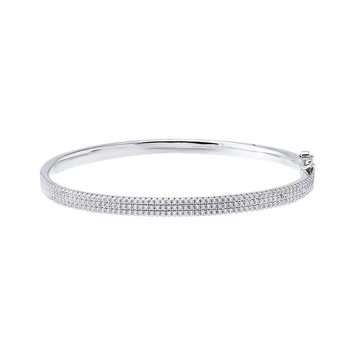  Triple Row Pave Bangle Bracelet - Adina Eden's Jewels