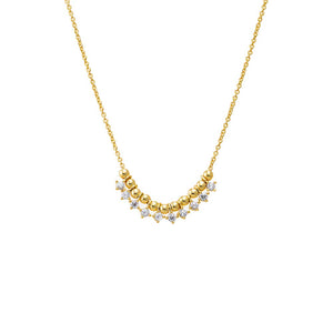 Gold Solid Ball Curved Bar Necklace - Adina Eden's Jewels